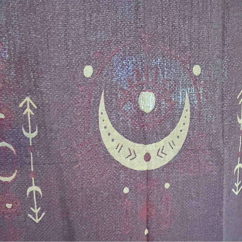 Purple Tapestry Curtain Blanket Towel Purple Bohemian Design Moon + Stars NEW